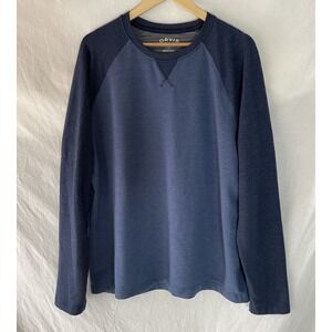 Orvis Sweatshirt Mens Large L Blue Pullover Raglan Sleeve